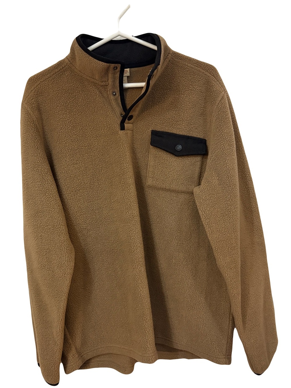 Men's Tan Pullover Fleece Sweater with Pocket